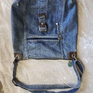 Denim Backpack with Brown Accents